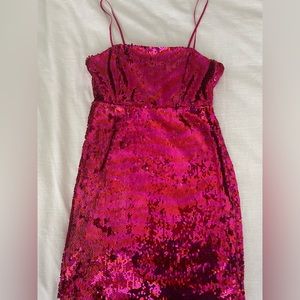 PERFECT FOR TAYLOR SWIFT! Zara pink and red sequin mini dress size small!